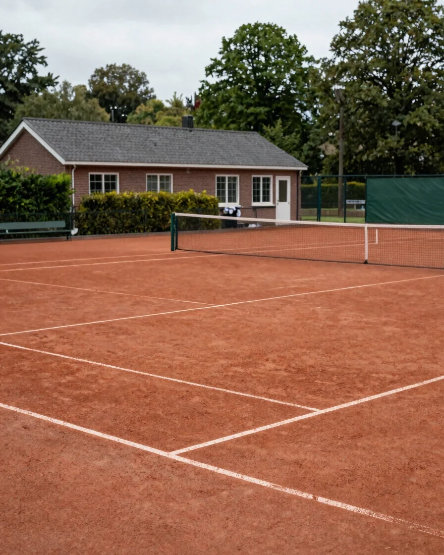Documentary sports photography of a quiet tennis court at a Dutch