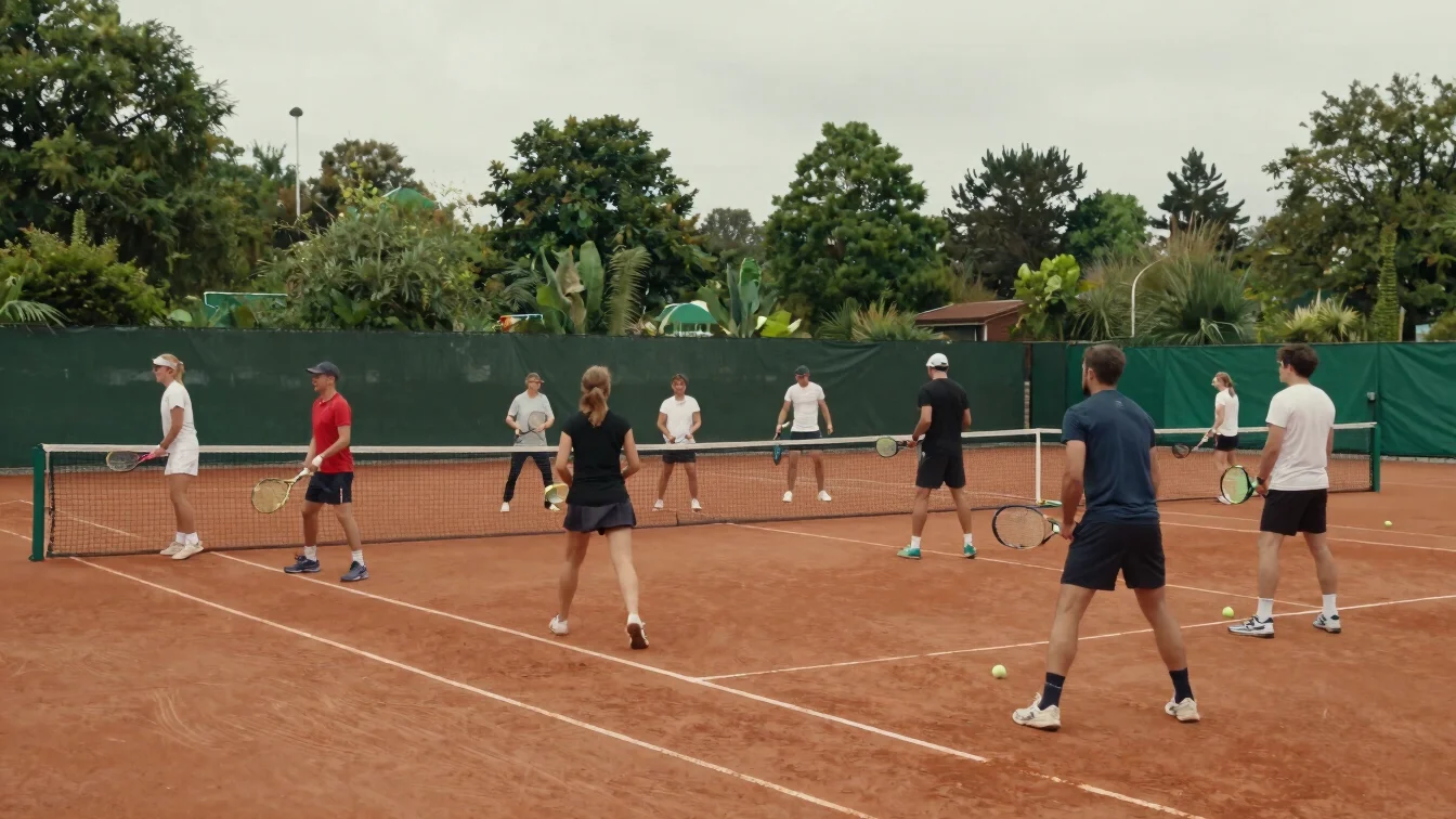 Candid medium-wide shot of members in everyday sportswear during