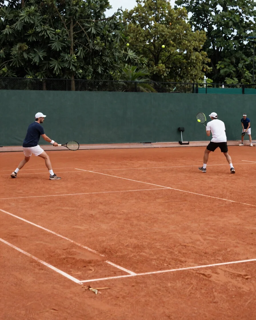 Candid documentary photo of tennis players in everyday sportswear