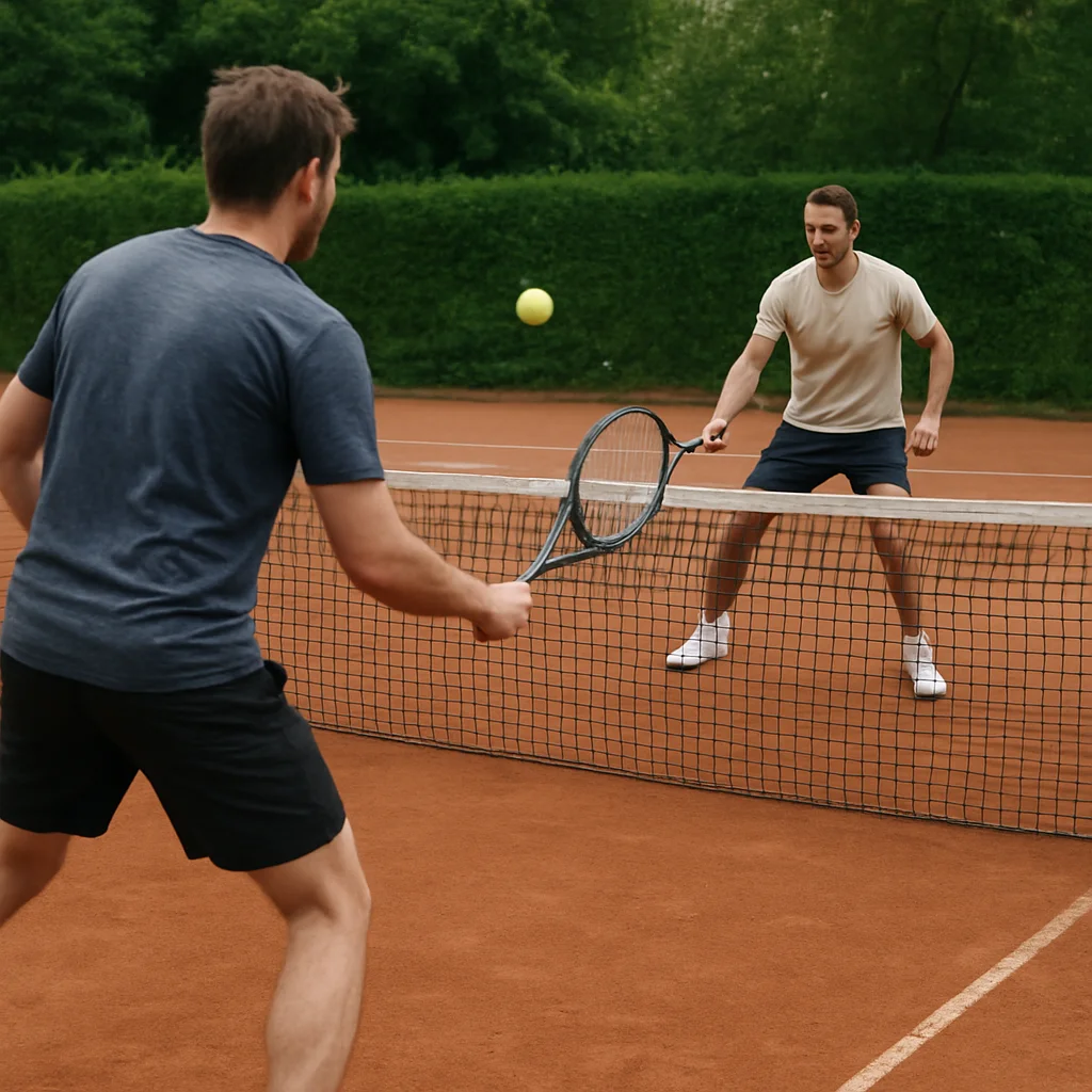 Candid medium-distance photo of two amateur players in everyday s